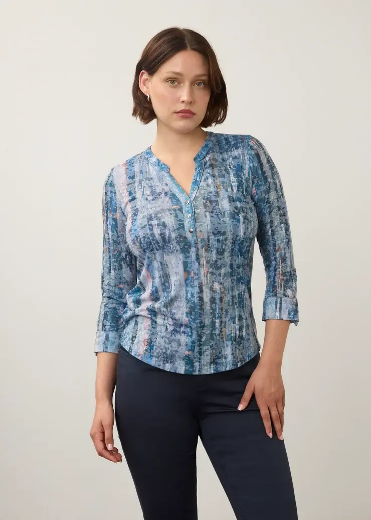 French Dressing Henley Top Gravity Indigo