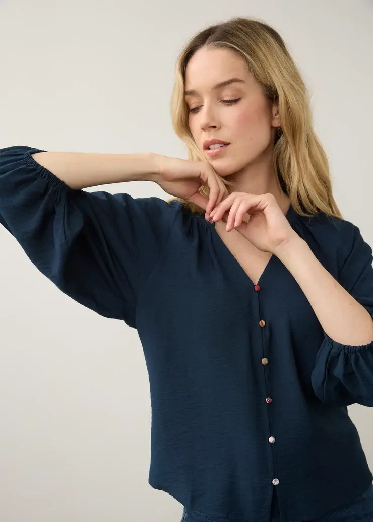 French Dressing Multi Button Shirt Blueberry