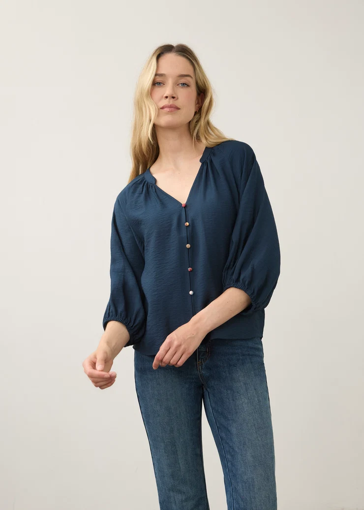 French Dressing Multi Button Shirt Blueberry