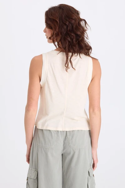 XCVI Katrine Embroidered Tank Almond