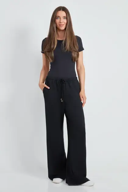 Up Wide Leg Pant Black