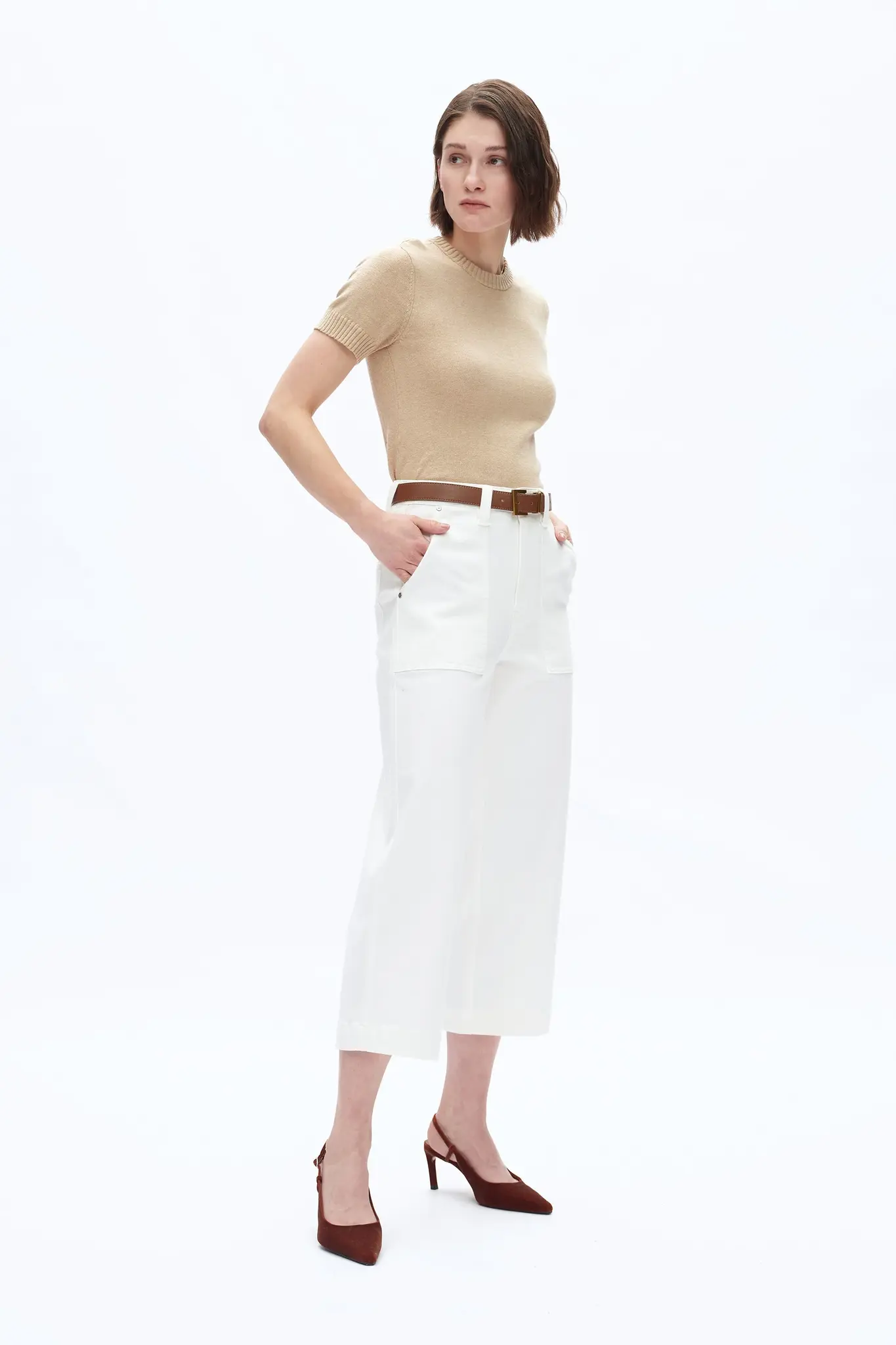 Bayeas Capri Straight Leg Pant White