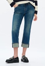 Bayeas Cuffed Straight Leg Jeans Retro Blue