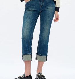 Bayeas Cuffed Straight Leg Jeans Retro Blue