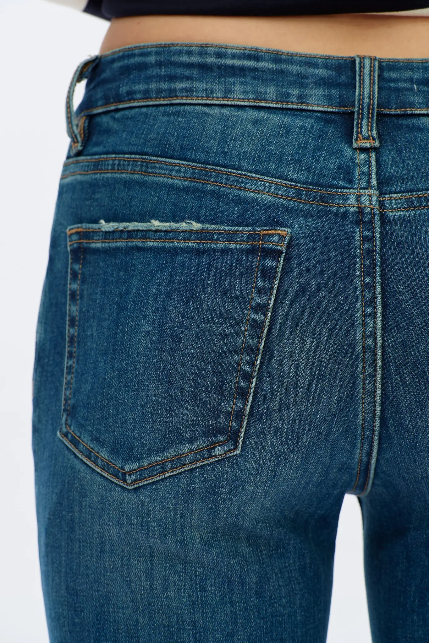 Bayeas Cuffed Straight Leg Jeans Retro Blue