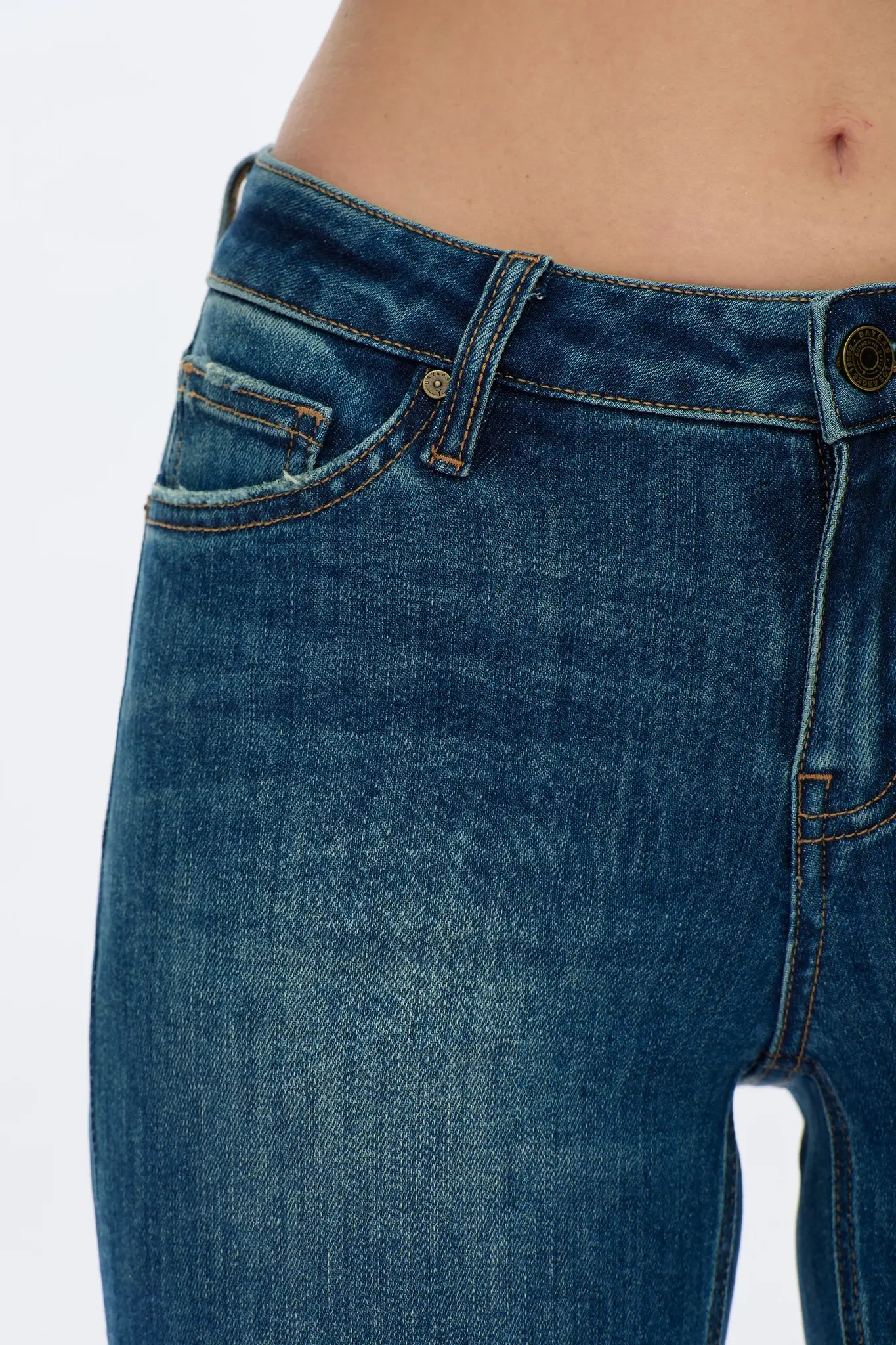 Bayeas Cuffed Straight Leg Jeans Retro Blue