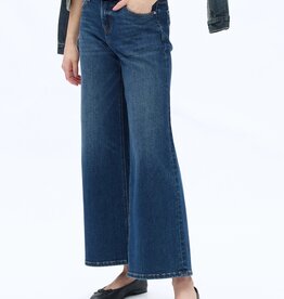 Bayeas High Rise Ankle Wide Leg Jean Dark Blue