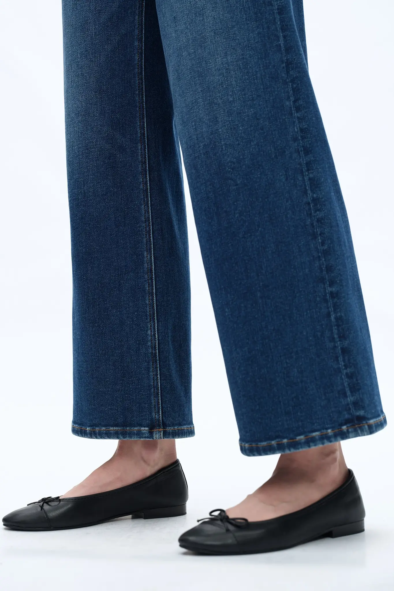 Bayeas High Rise Ankle Wide Leg Jean Dark Blue