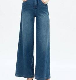 Bayeas Elastic Cuff Wide Leg Jean Med Blue