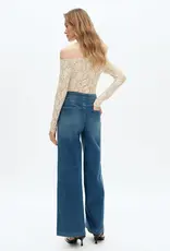 Bayeas Elastic Cuff Wide Leg Jean Med Blue