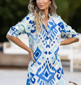 Walker & Wade Day Tripper Dress Blue Ikat