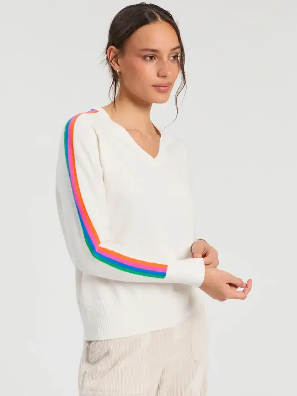 Vilagallo Stripe Sleeve Knit Top