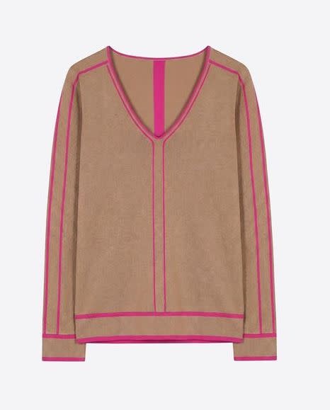 Vilagallo Knit Top w/ Piping