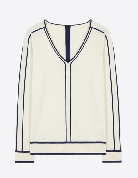 Vilagallo Knit Top w/ Piping