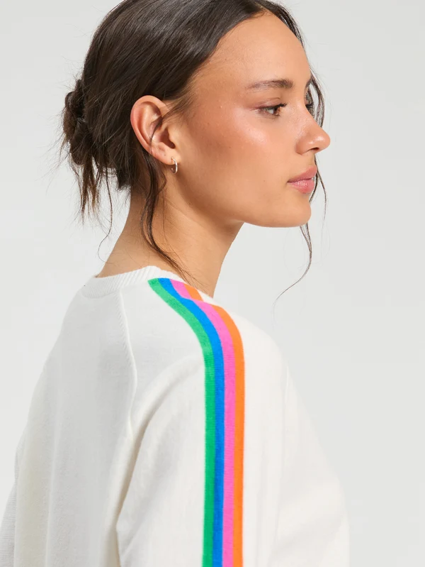 Vilagallo Stripe Sleeve Knit Top