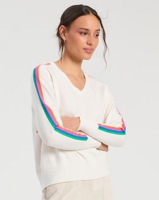 Vilagallo Stripe Sleeve Knit Top