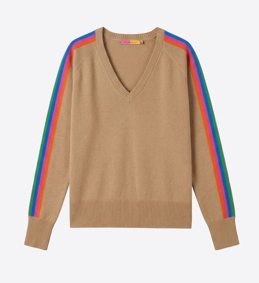 Vilagallo Stripe Sleeve Knit Top