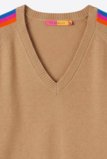 Vilagallo Stripe Sleeve Knit Top