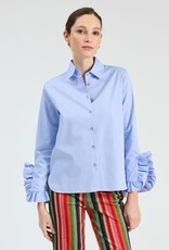Vilagallo Ruffle Sleeve Top Light Blue