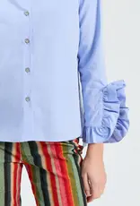 Vilagallo Ruffle Sleeve Top Light Blue
