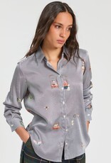 Vilagallo Pinstripe Hotel Print Top