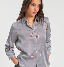 Vilagallo Pinstripe Hotel Print Top