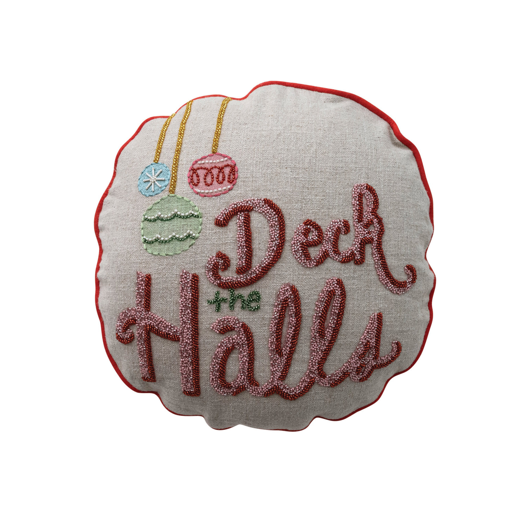16" Round Pillow "Deck The Halls"