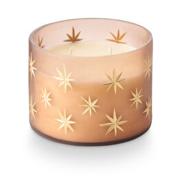 Illume Woodfire Frosted Star Glass Candle