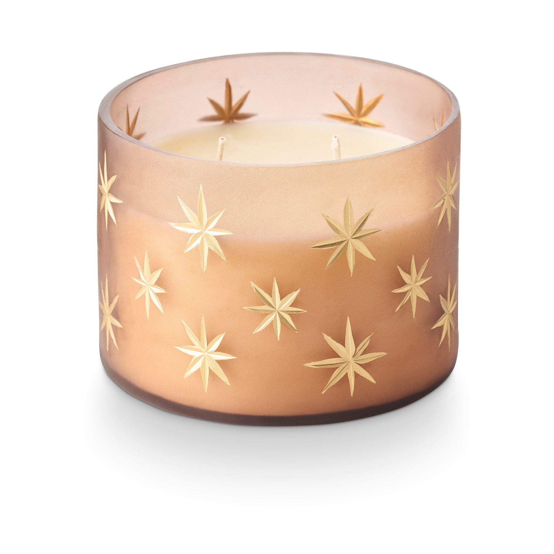 Illume Woodfire Frosted Star Glass Candle