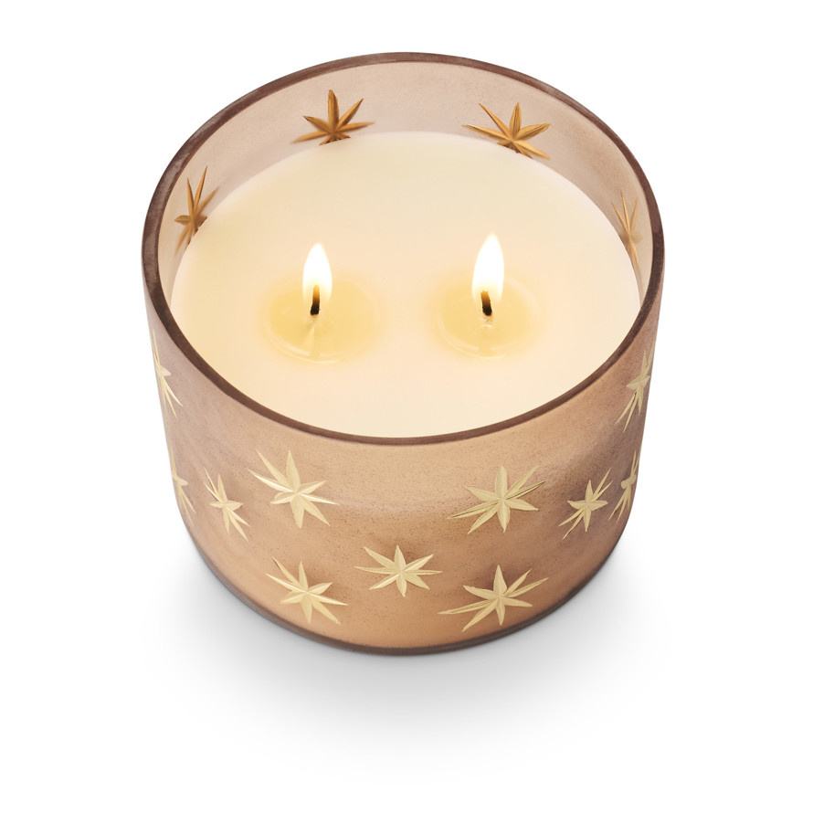 Illume Woodfire Frosted Star Glass Candle