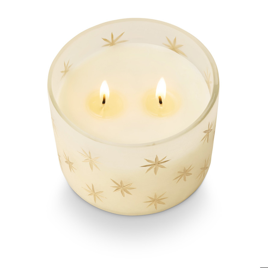 Illume Winter White Frosted Star Glass Candle