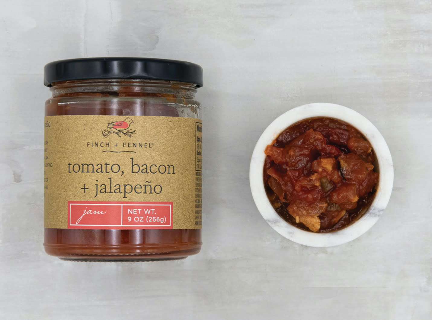 Finch + Fennel Tomato, Bacon + Jalapeño Jam
