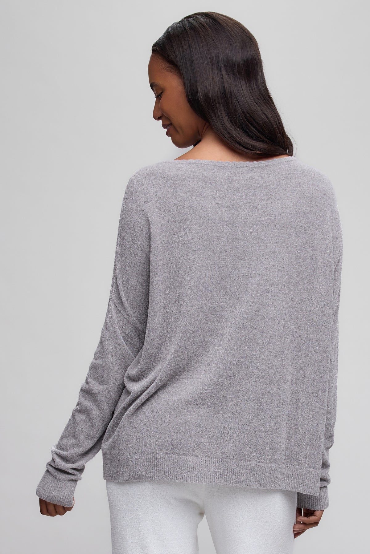 Barefoot Dreams Ultra Lite Scallop Neck Pullover Dove Gray
