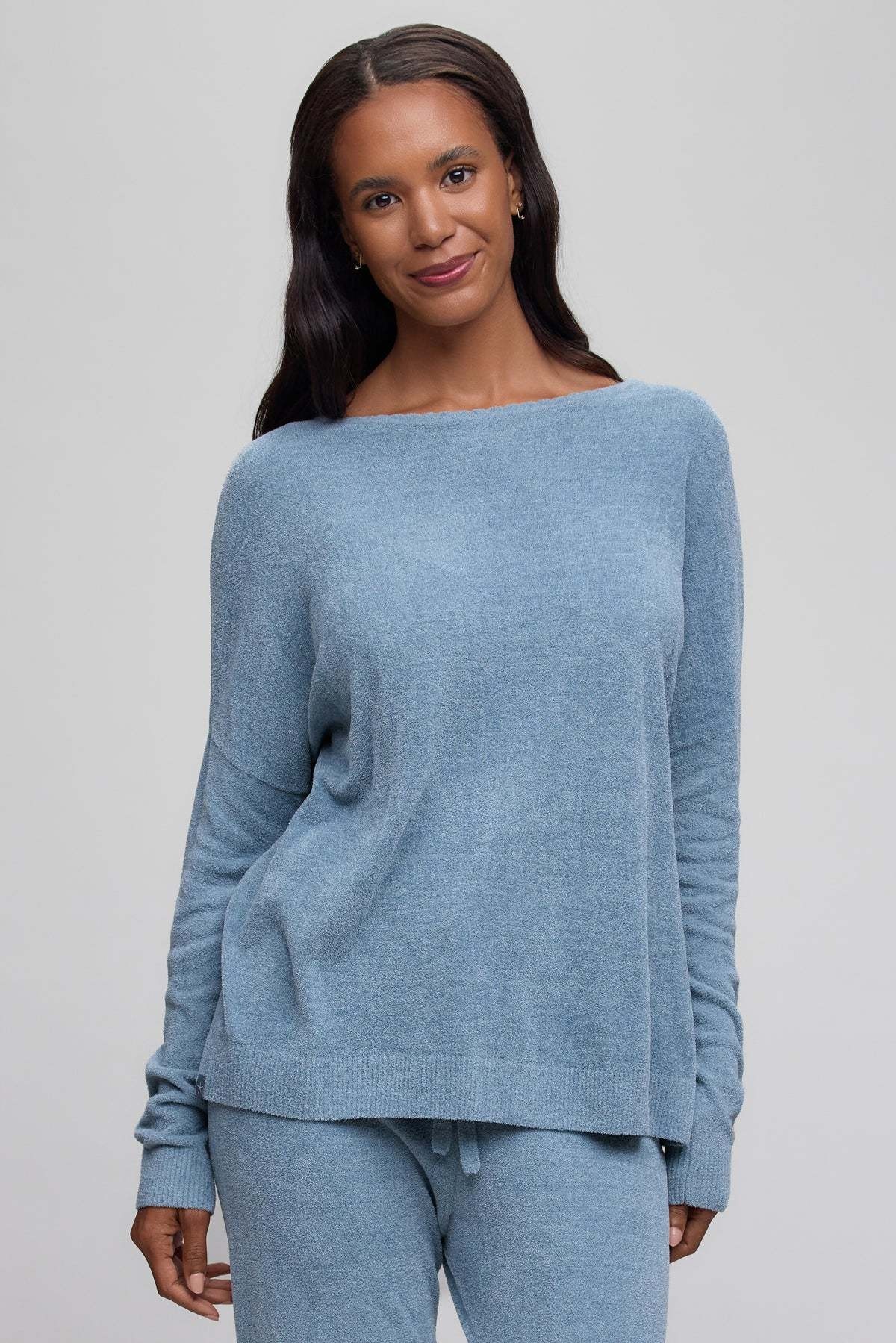 Barefoot Dreams Ultra Lite Scallop Neck Pullover Blue Aura