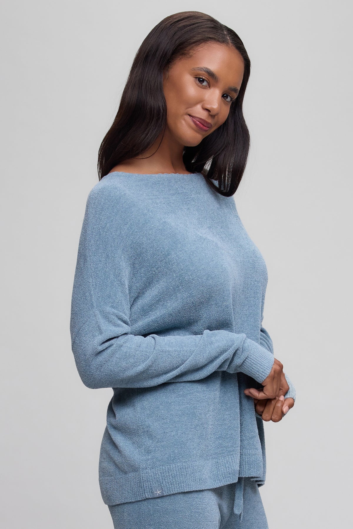 Barefoot Dreams Ultra Lite Scallop Neck Pullover Blue Aura