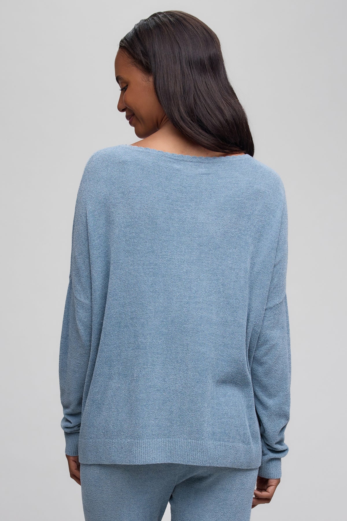 Barefoot Dreams Ultra Lite Scallop Neck Pullover Blue Aura