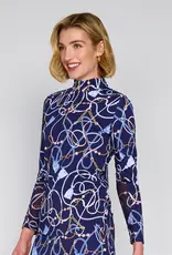 G Lifestyle Zip Neck Top Navy Belts