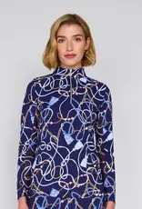 G Lifestyle Zip Neck Top Navy Belts