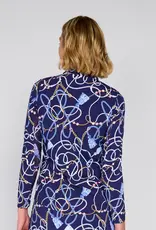 G Lifestyle Zip Neck Top Navy Belts
