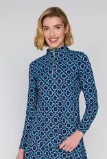 G Lifestyle Zip Neck Top Navy Rings