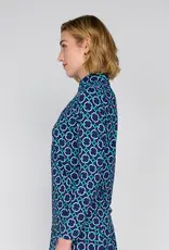 G Lifestyle Zip Neck Top Navy Rings