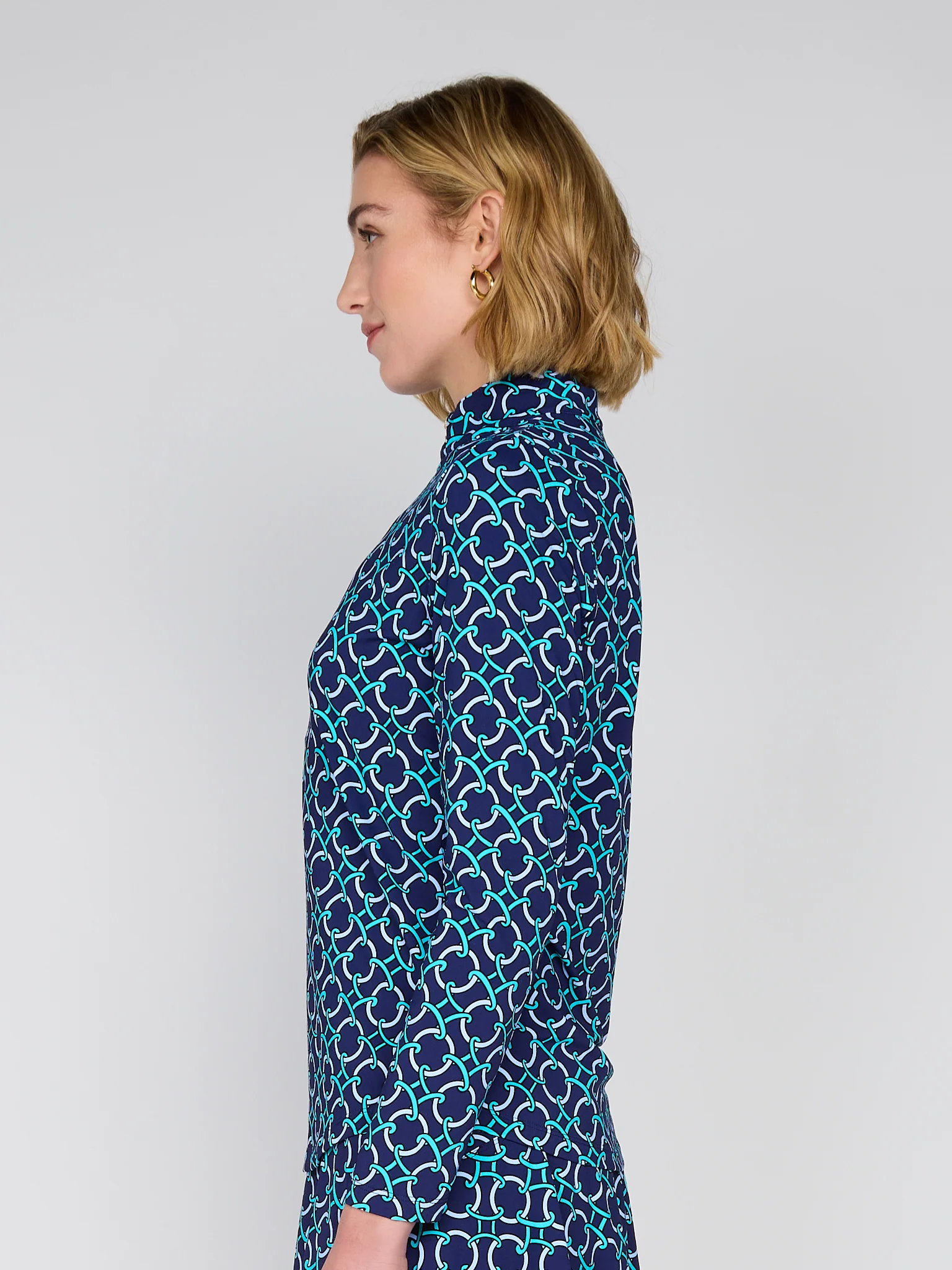 G Lifestyle Zip Neck Top Navy Rings