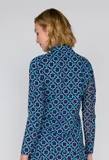 G Lifestyle Zip Neck Top Navy Rings