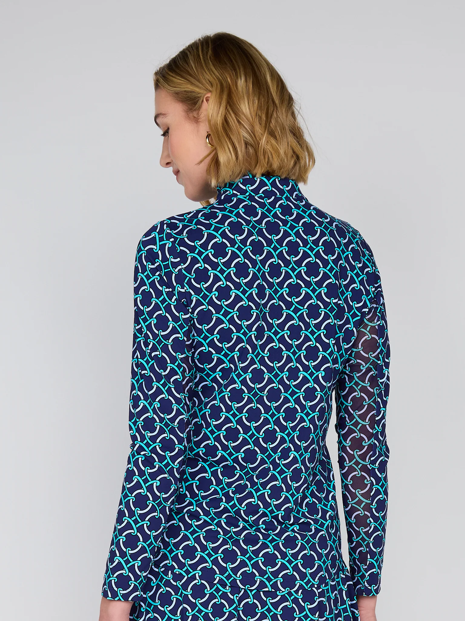 G Lifestyle Zip Neck Top Navy Rings