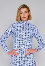 G Lifestyle Zip Neck Top Blue Arbor