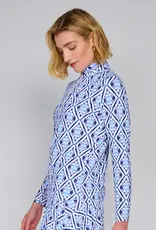 G Lifestyle Zip Neck Top Blue Arbor