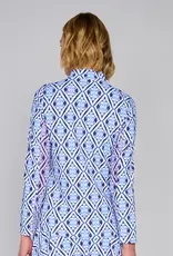 G Lifestyle Zip Neck Top Blue Arbor