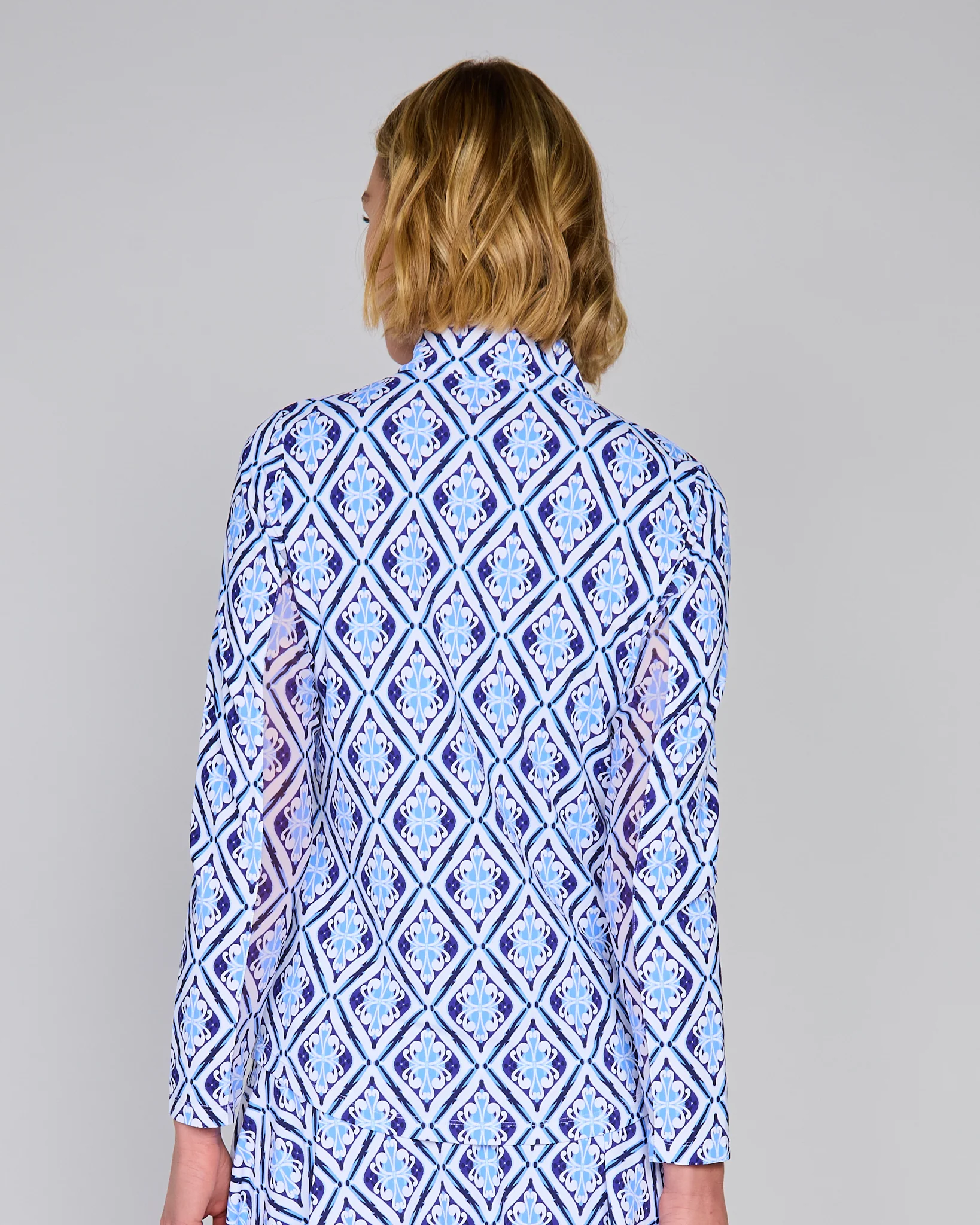 G Lifestyle Zip Neck Top Blue Arbor
