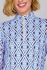 G Lifestyle Zip Neck Top Blue Arbor