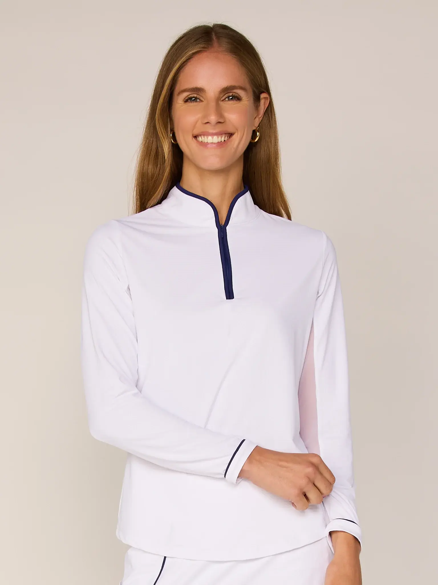 G Lifestyle Zip Top w/ Piping White